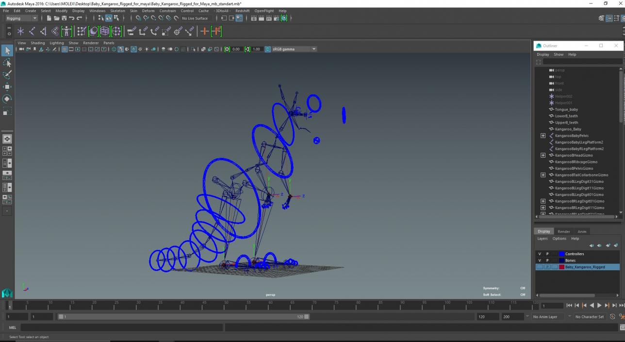 Baby Kangaroo Rigged for Maya 3D model