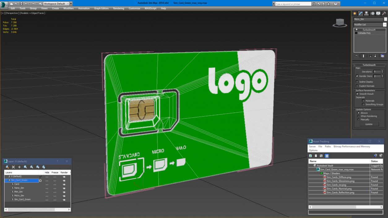 Sim Card Green Your Logo 3D model