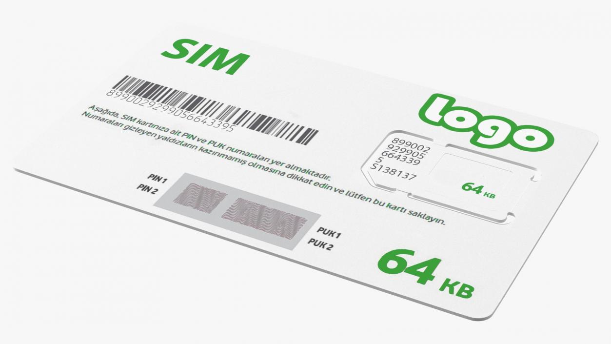 Sim Card Green Your Logo 3D model