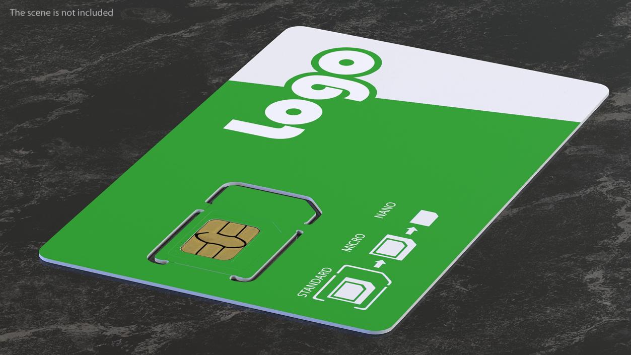 Sim Card Green Your Logo 3D model