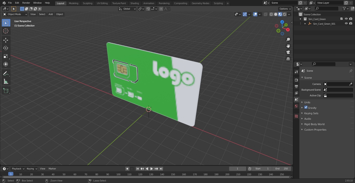 Sim Card Green Your Logo 3D model