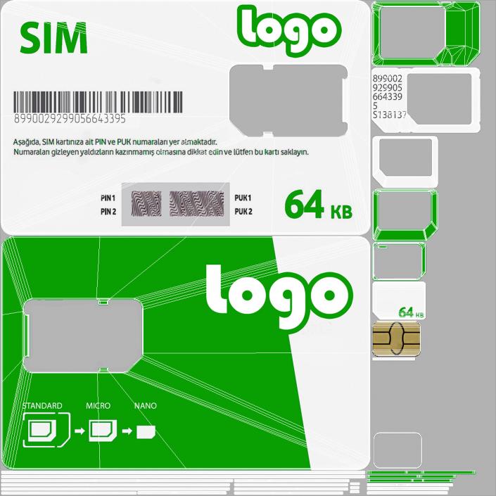 Sim Card Green Your Logo 3D model