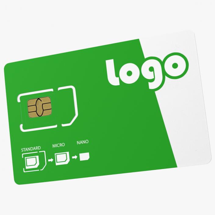 Sim Card Green Your Logo 3D model