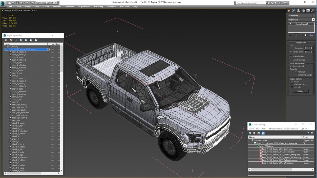 3D Ford F-150 Raptor 2017 White model