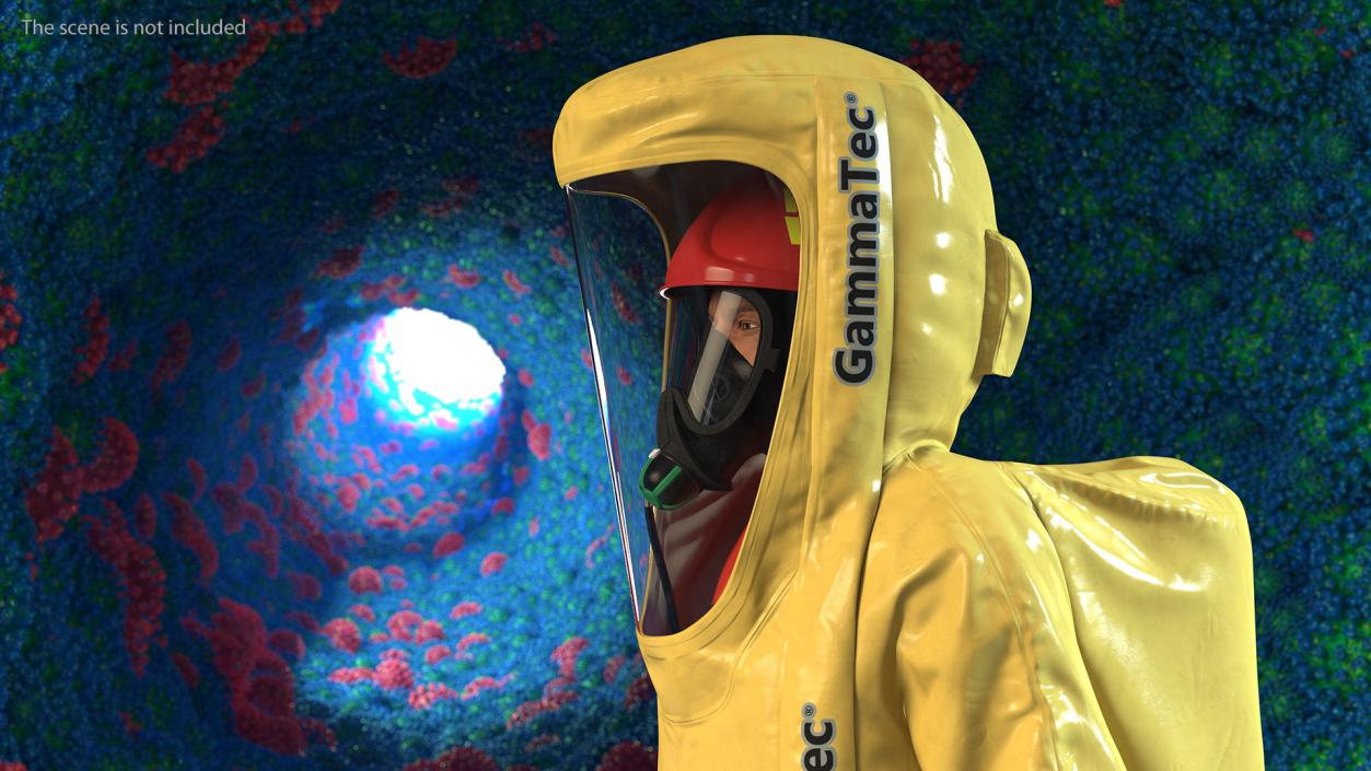 3D model Heavy Duty Chemical Protective Suit Walking Pose Yellow