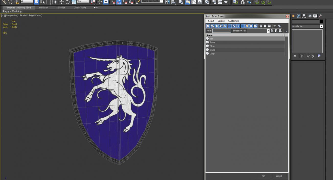 3D Unicorn Medieval Shield model