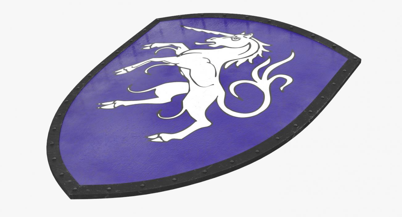 3D Unicorn Medieval Shield model