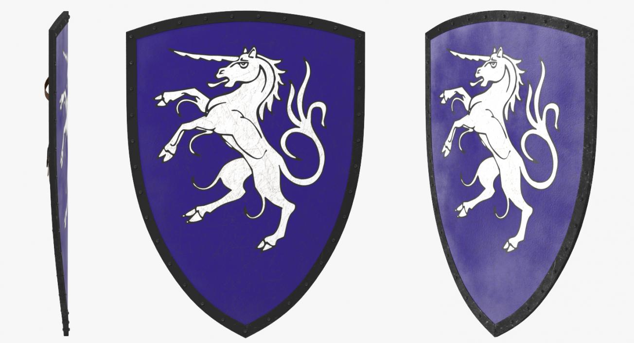 3D Unicorn Medieval Shield model