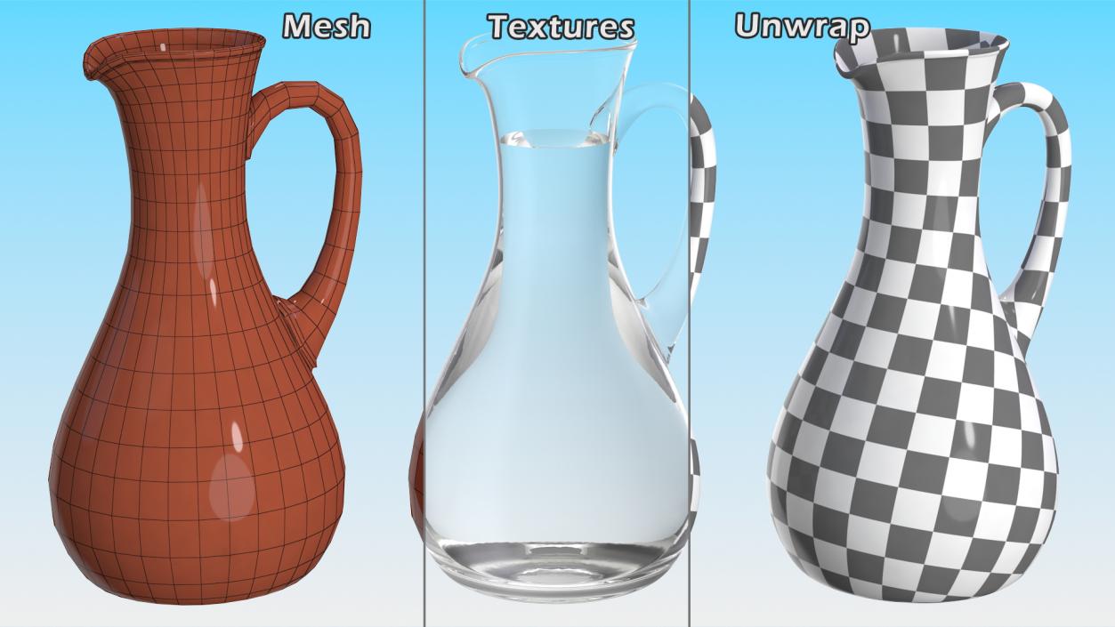 Glass Jugs With Water Collection 4 3D model