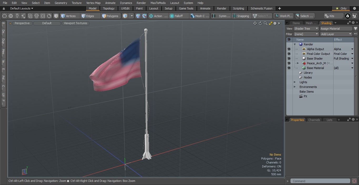 USA Flag on Small Flagpole(1) 3D model