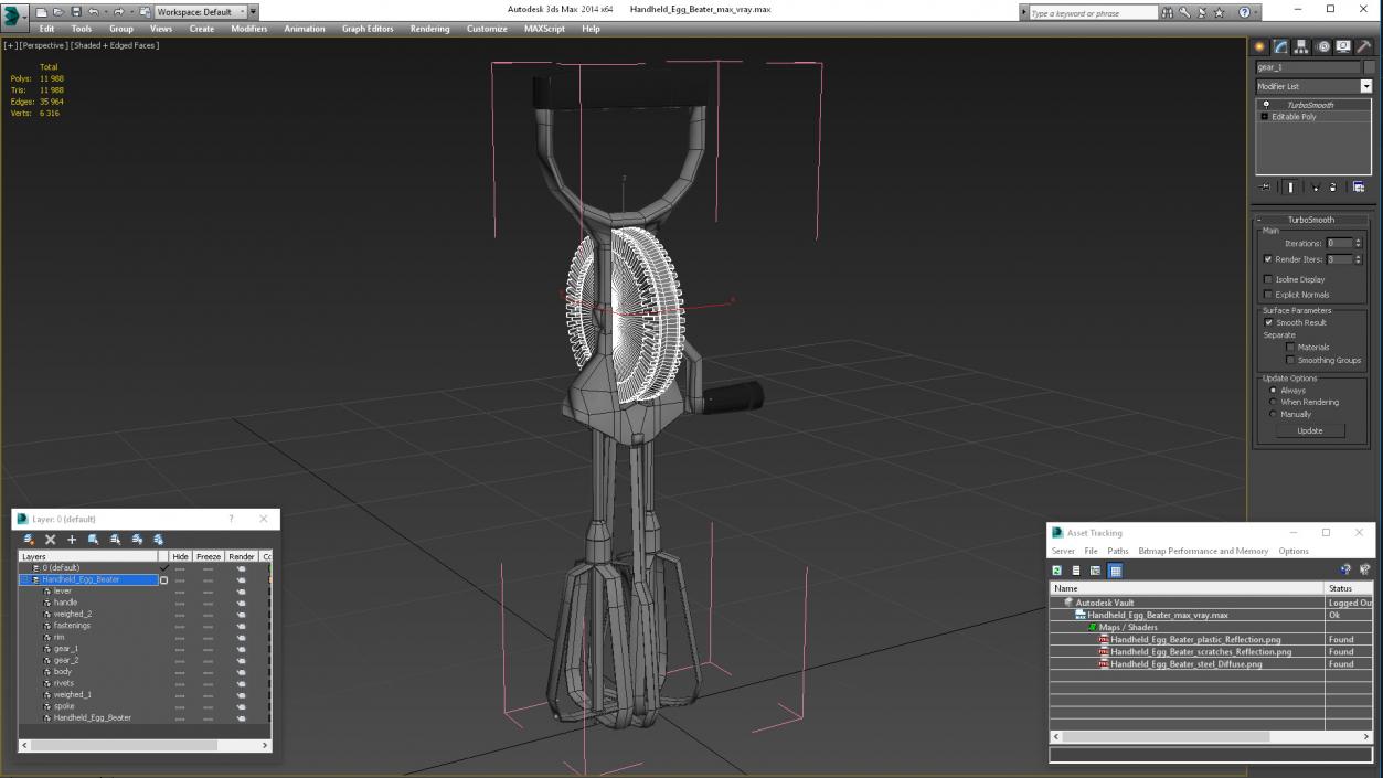 Handheld Egg Beater 3D model