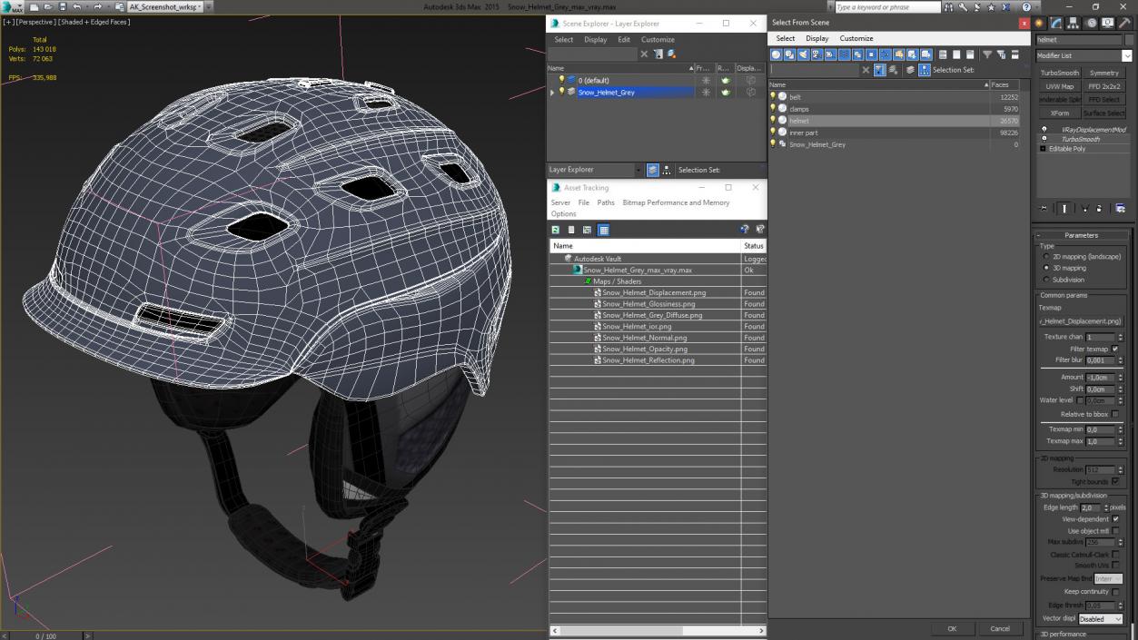 3D Snow Helmet Grey