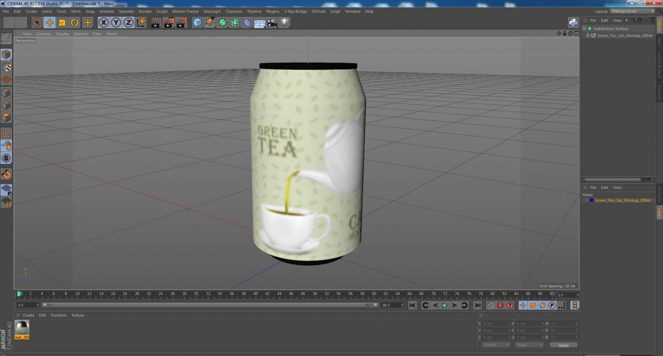 3D Green Tea Can Mockup 200ml