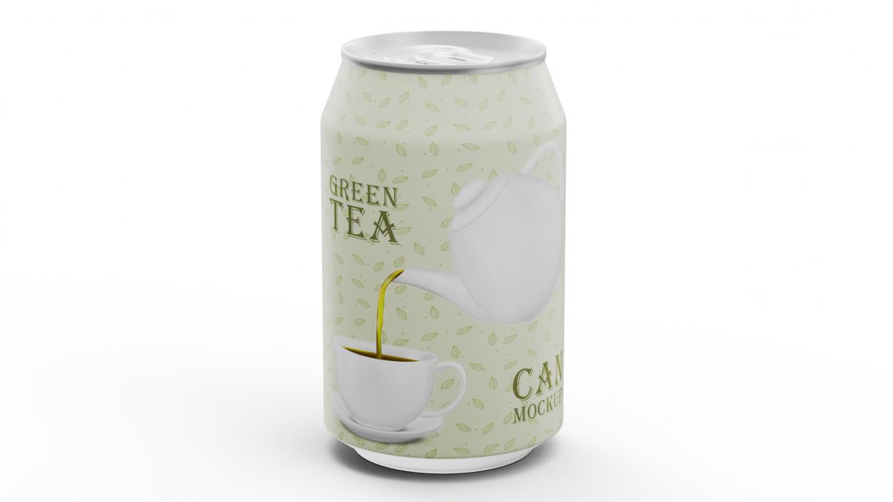 3D Green Tea Can Mockup 200ml