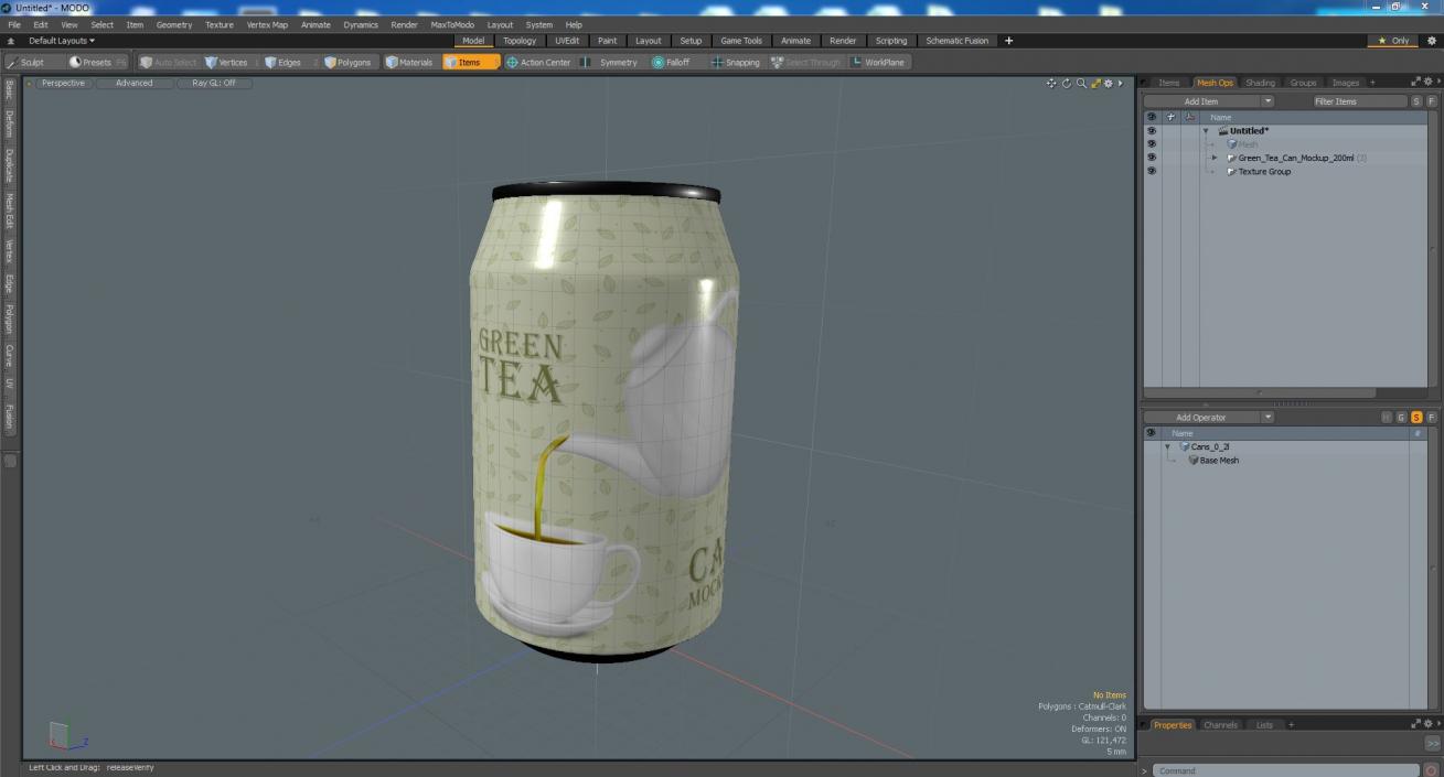 3D Green Tea Can Mockup 200ml