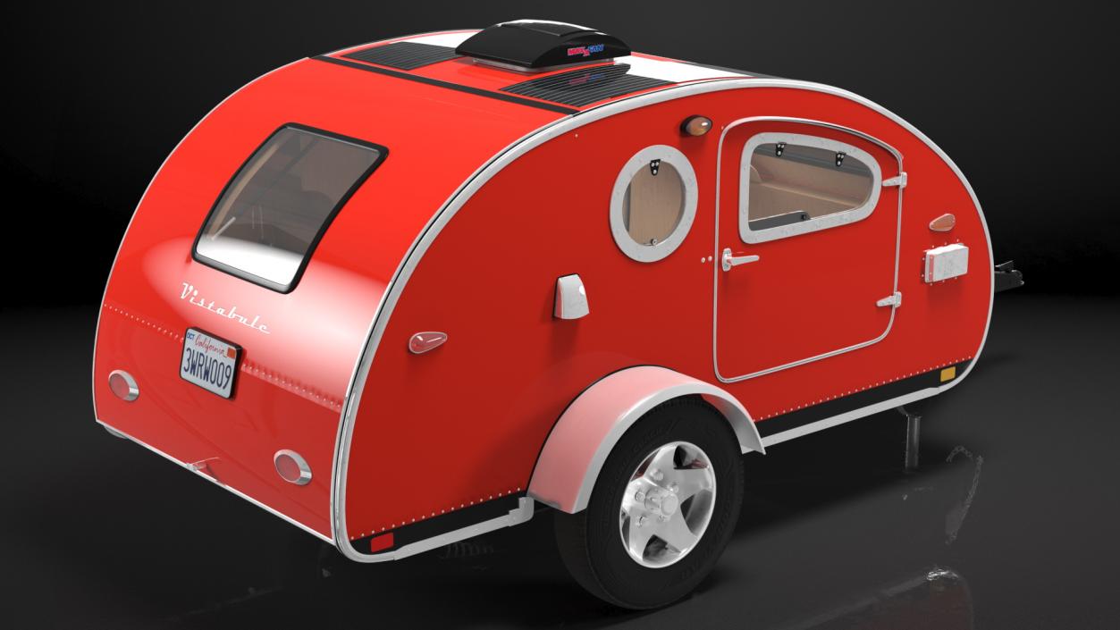 3D Vistabule Teardrop Camping Trailer Red model