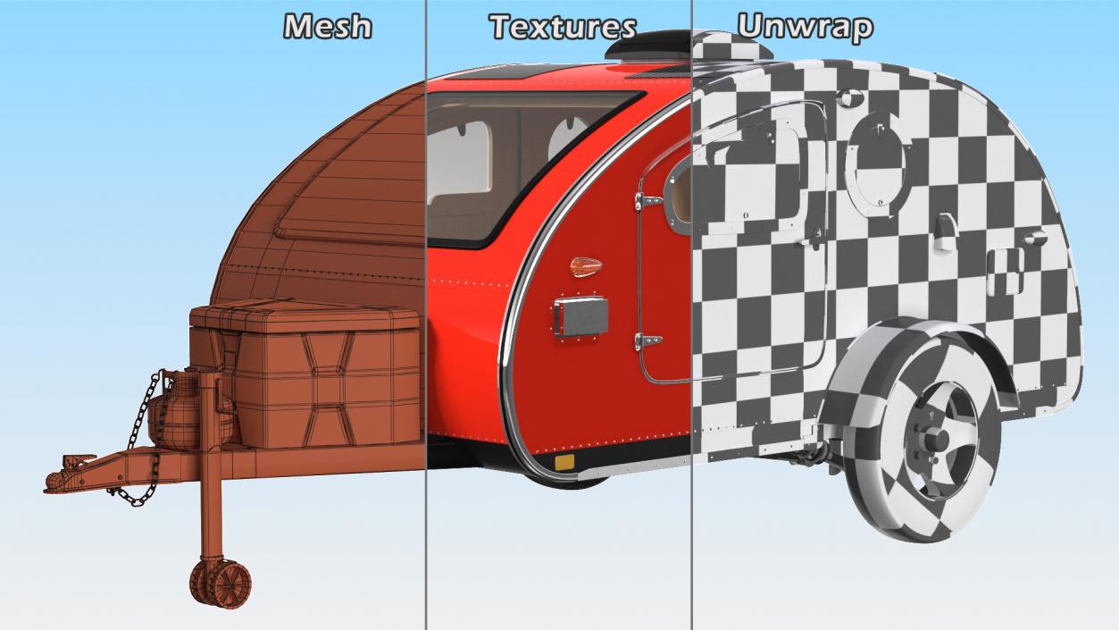 3D Vistabule Teardrop Camping Trailer Red model