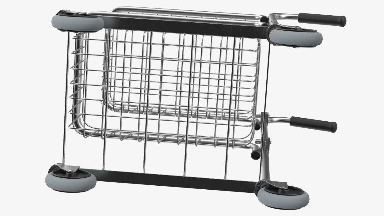 3D Chrome Mini Trolley with Two Baskets