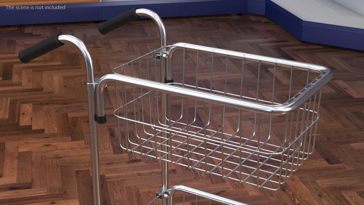 3D Chrome Mini Trolley with Two Baskets