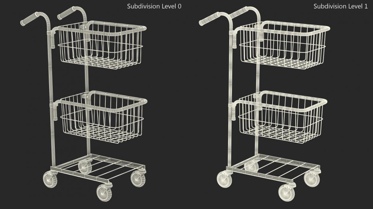 3D Chrome Mini Trolley with Two Baskets