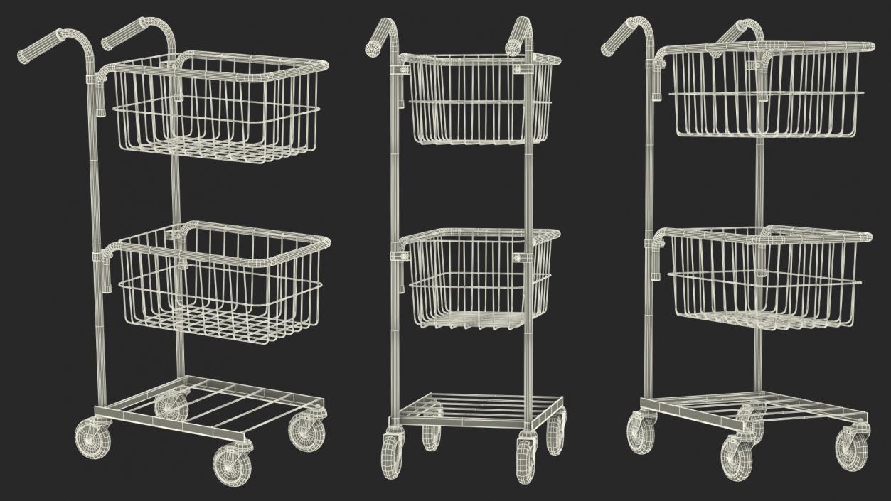 3D Chrome Mini Trolley with Two Baskets