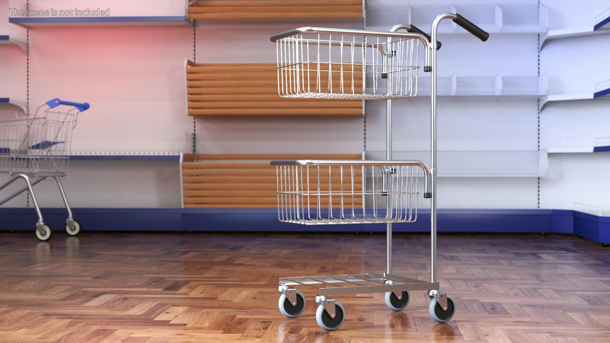 3D Chrome Mini Trolley with Two Baskets