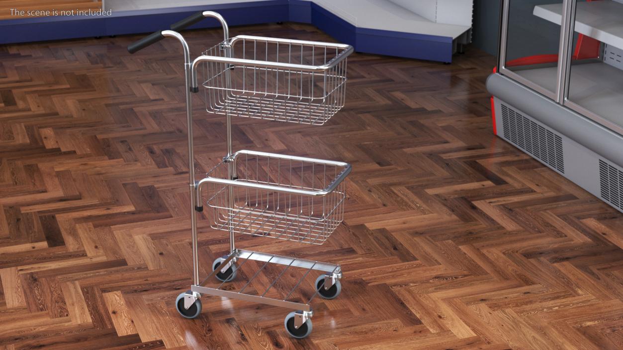 3D Chrome Mini Trolley with Two Baskets