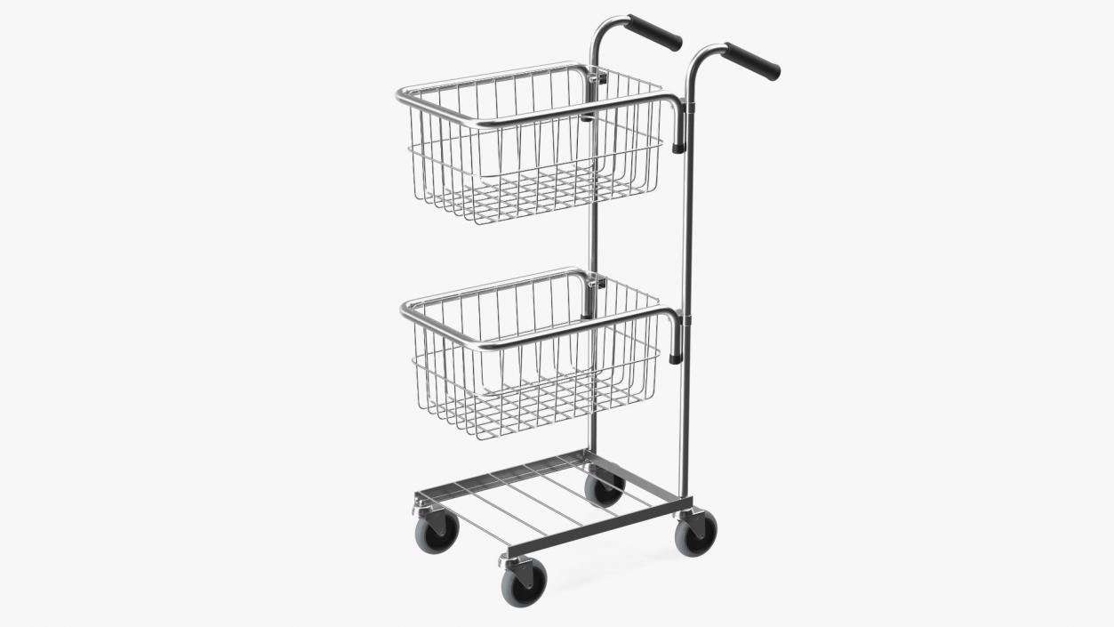 3D Chrome Mini Trolley with Two Baskets