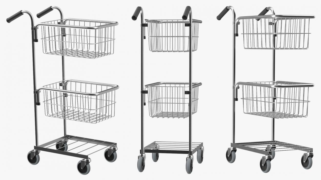 3D Chrome Mini Trolley with Two Baskets