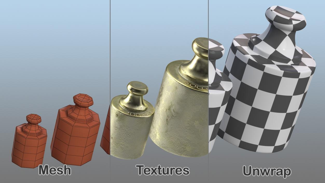 3D model Antique Scale Weights Set