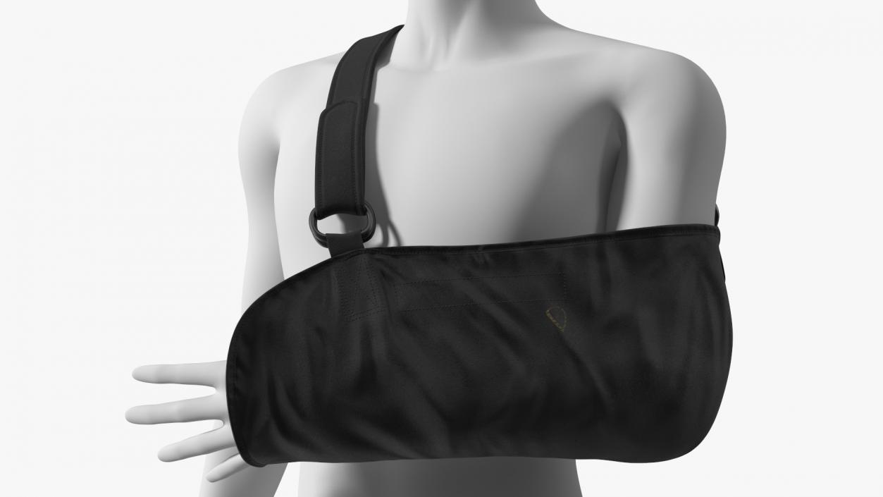 Arm Sling Bandage Black Left Adjustable 3D model