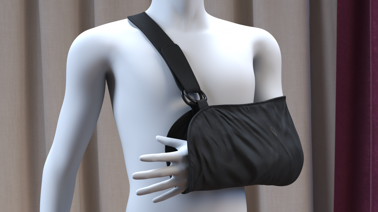 Arm Sling Bandage Black Left Adjustable 3D model