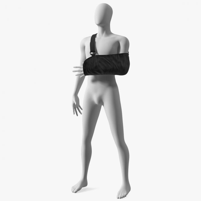 Arm Sling Bandage Black Left Adjustable 3D model