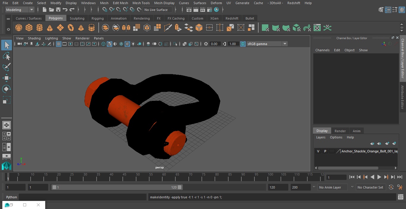 3D Anchor Shackle Orange Bolt