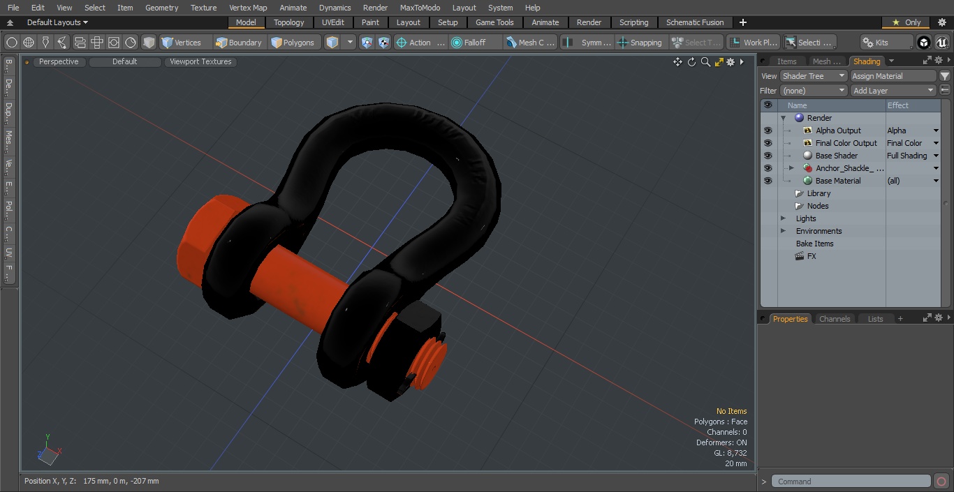 3D Anchor Shackle Orange Bolt