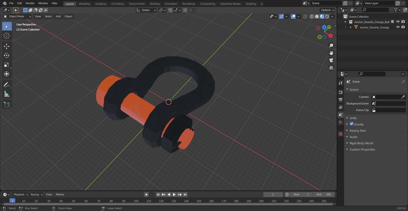 3D Anchor Shackle Orange Bolt