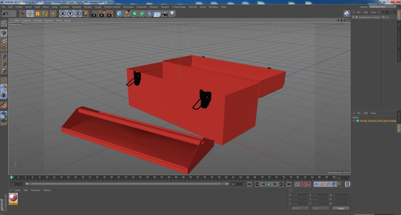 Sturdy Toolbox Red Open Empty 3D model