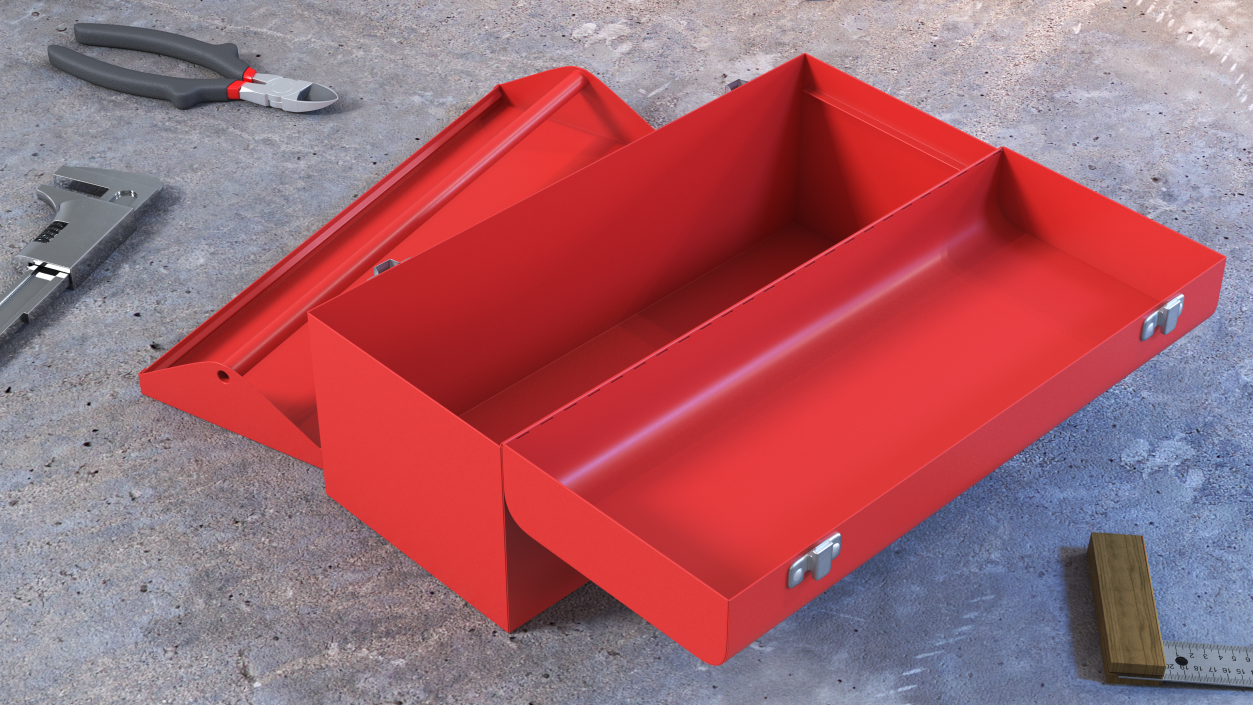 Sturdy Toolbox Red Open Empty 3D model