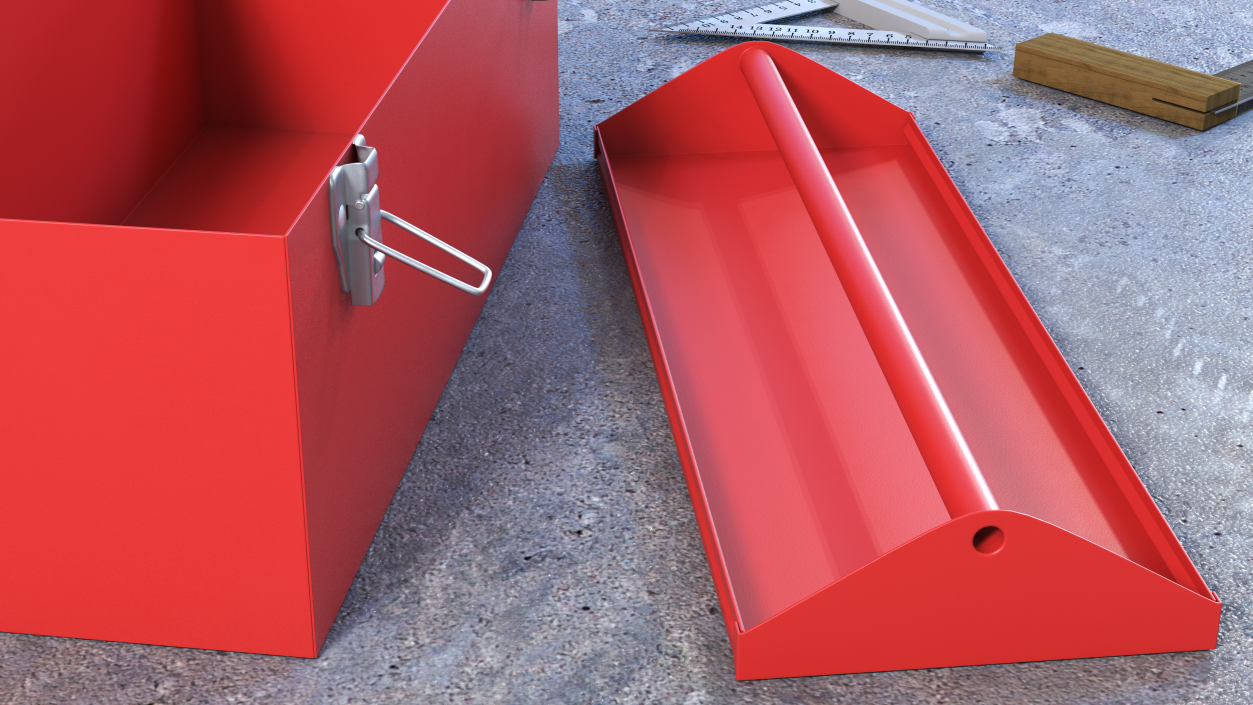 Sturdy Toolbox Red Open Empty 3D model