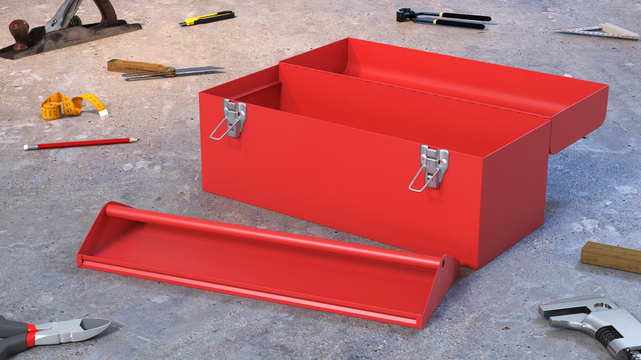 Sturdy Toolbox Red Open Empty 3D model