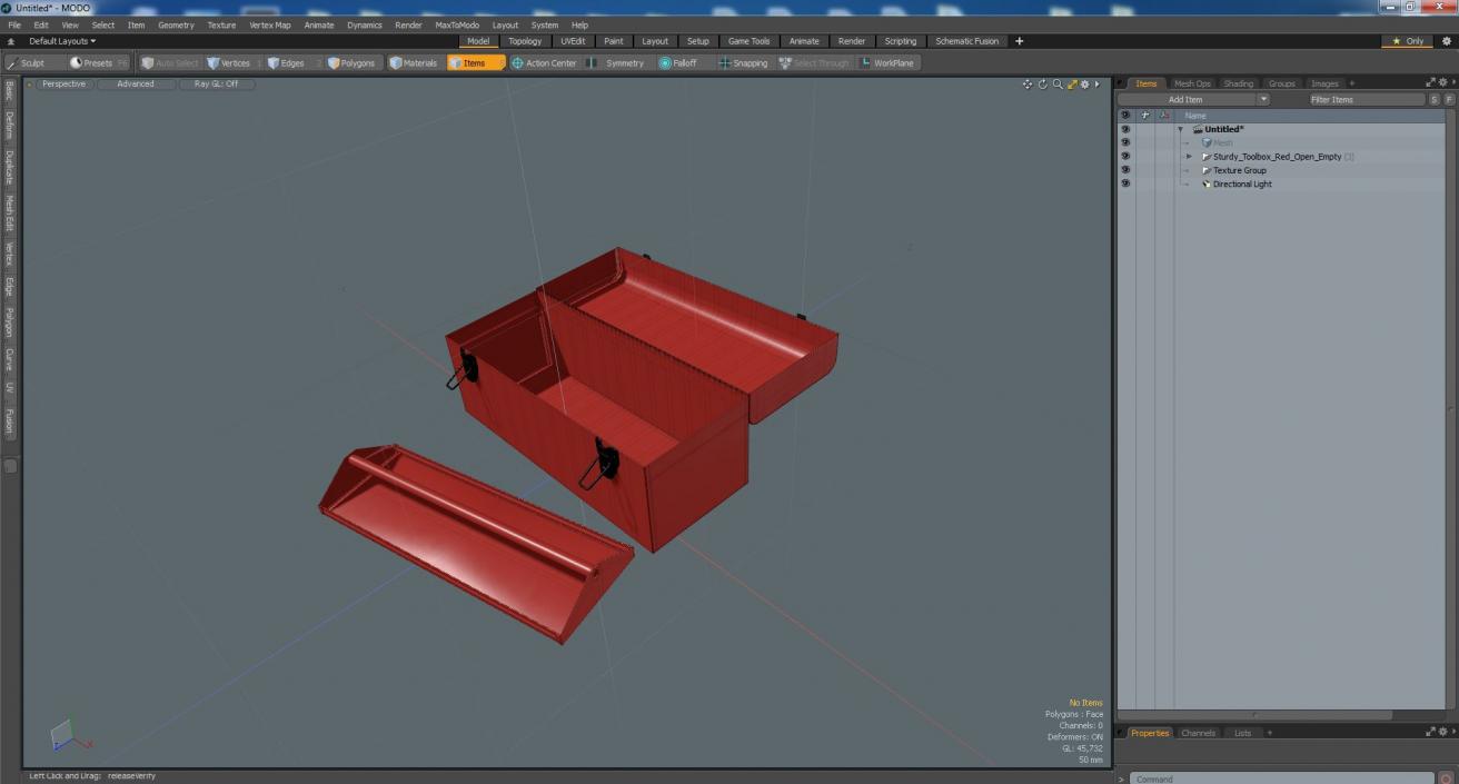 Sturdy Toolbox Red Open Empty 3D model