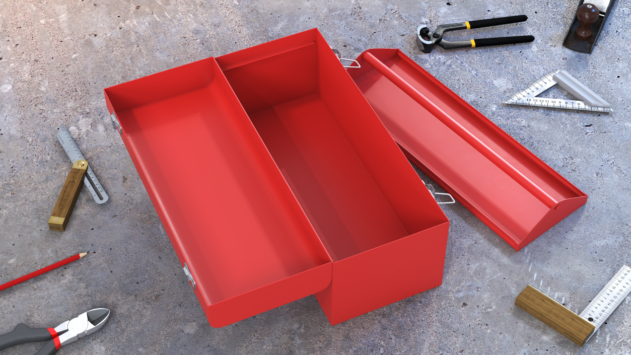 Sturdy Toolbox Red Open Empty 3D model