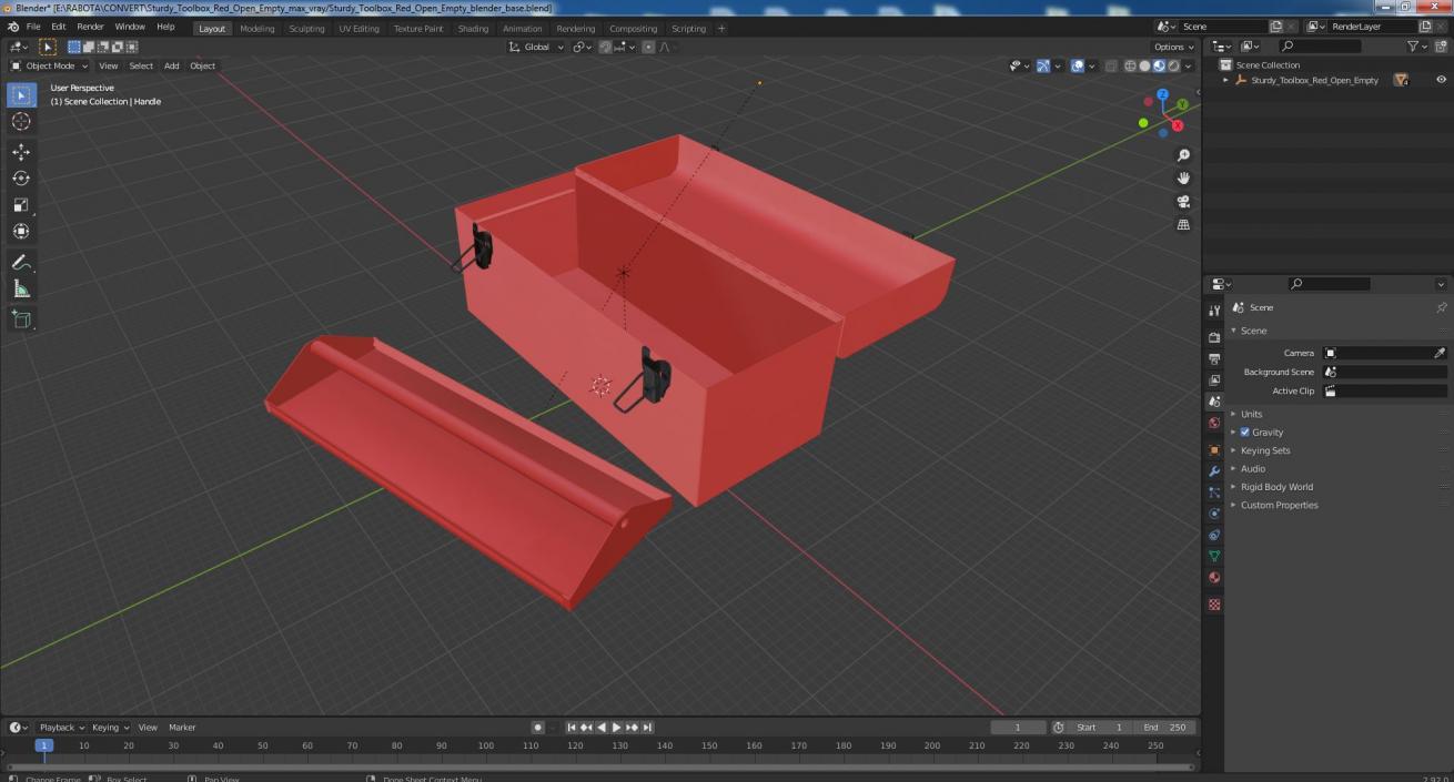 Sturdy Toolbox Red Open Empty 3D model