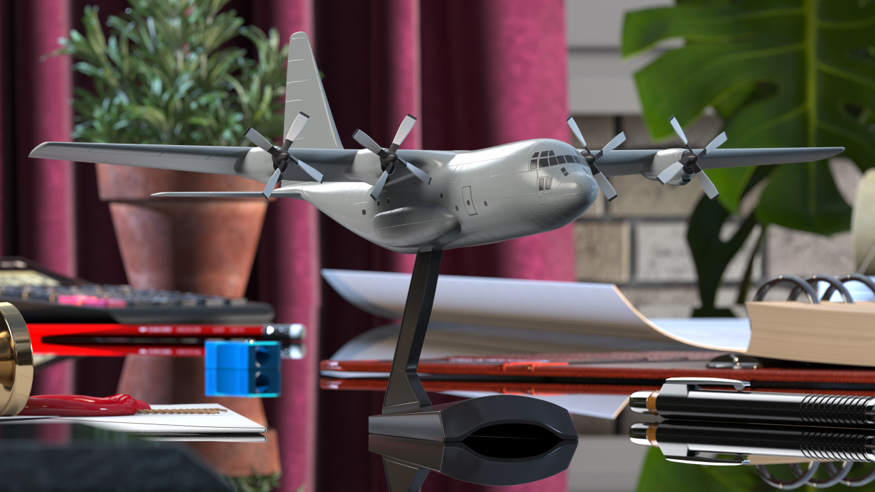 3D Turboprop Military Transport Aircraft Scale model