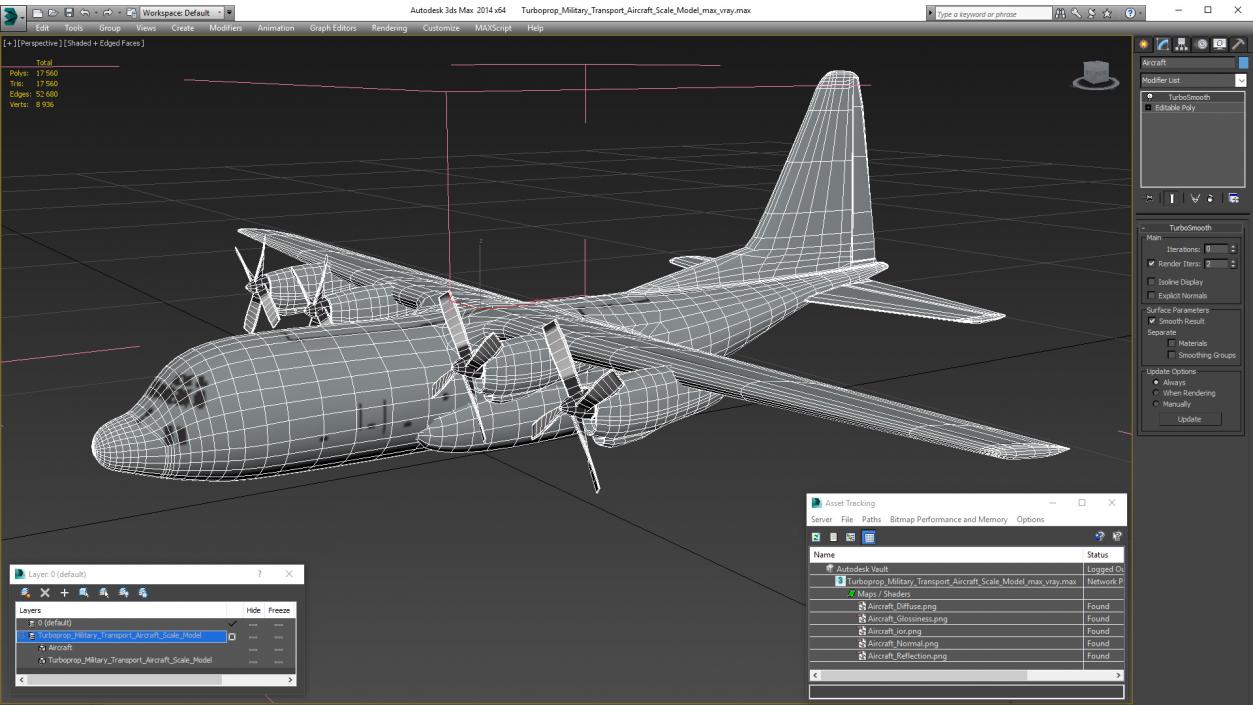 3D Turboprop Military Transport Aircraft Scale model