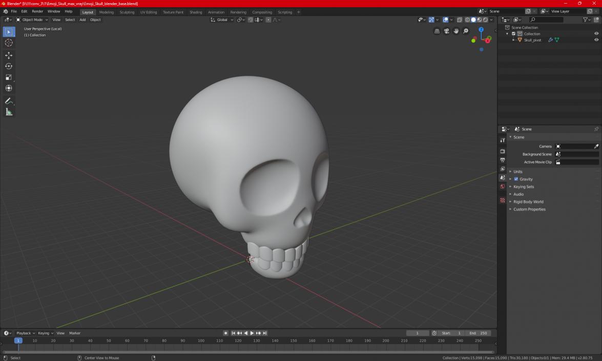 3D Emoji Skull 2 model