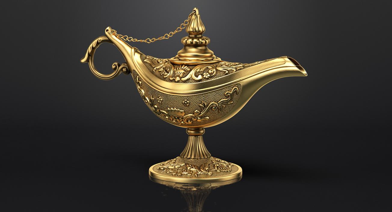 3D Antique Magic Lamp Gold model