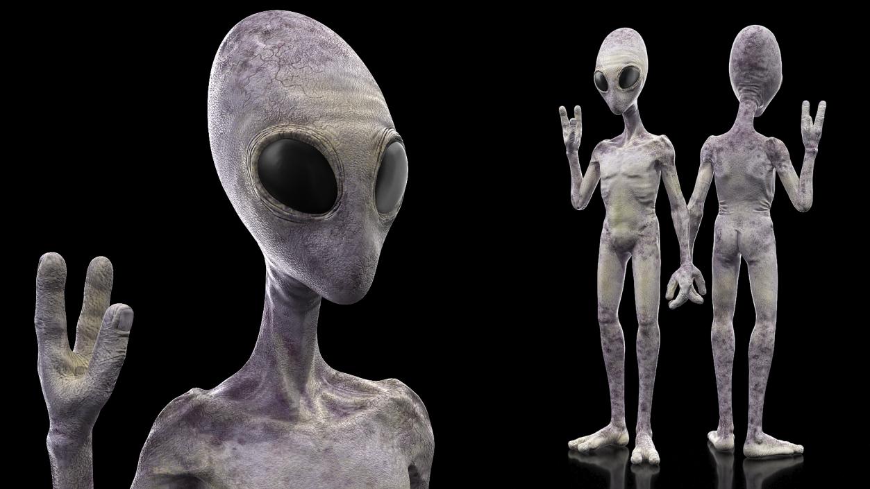 3D Humanoid Alien Greeting Pose model