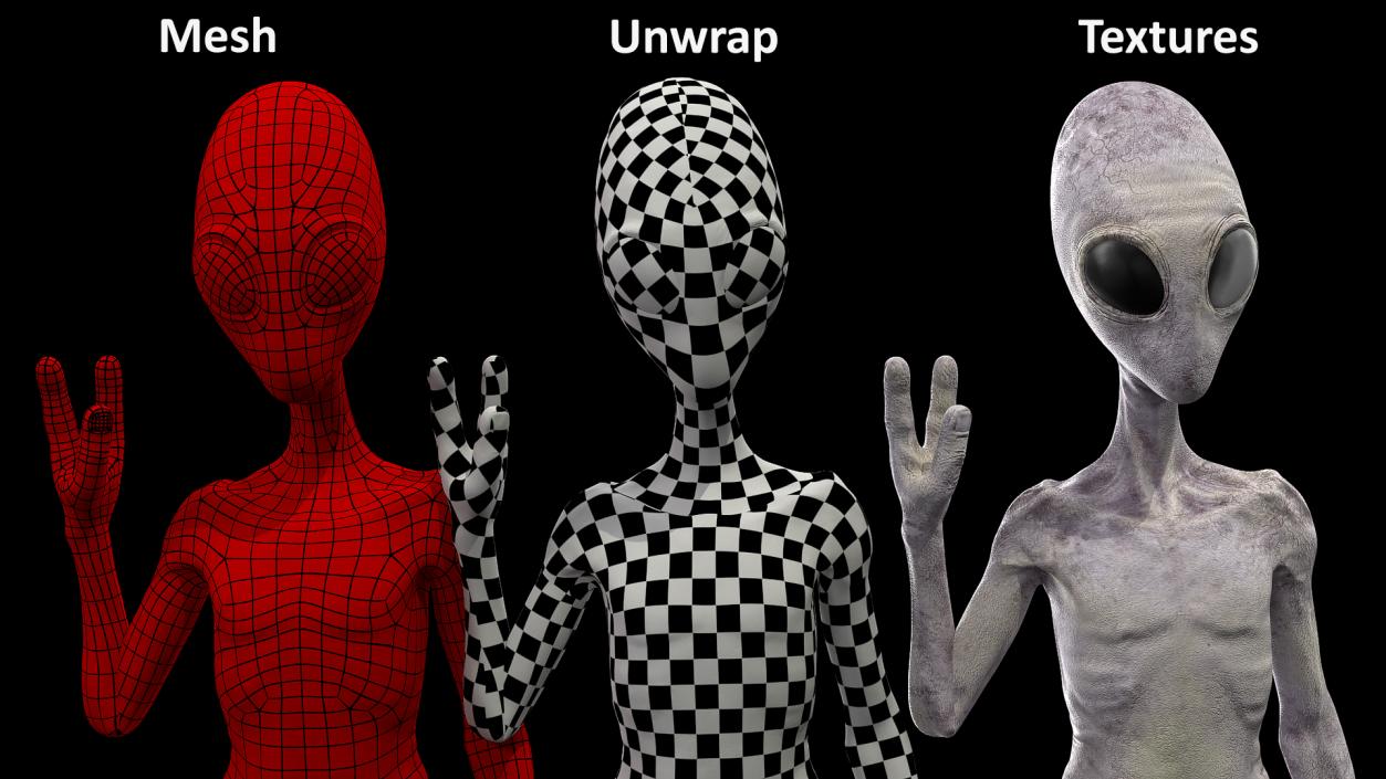 3D Humanoid Alien Greeting Pose model