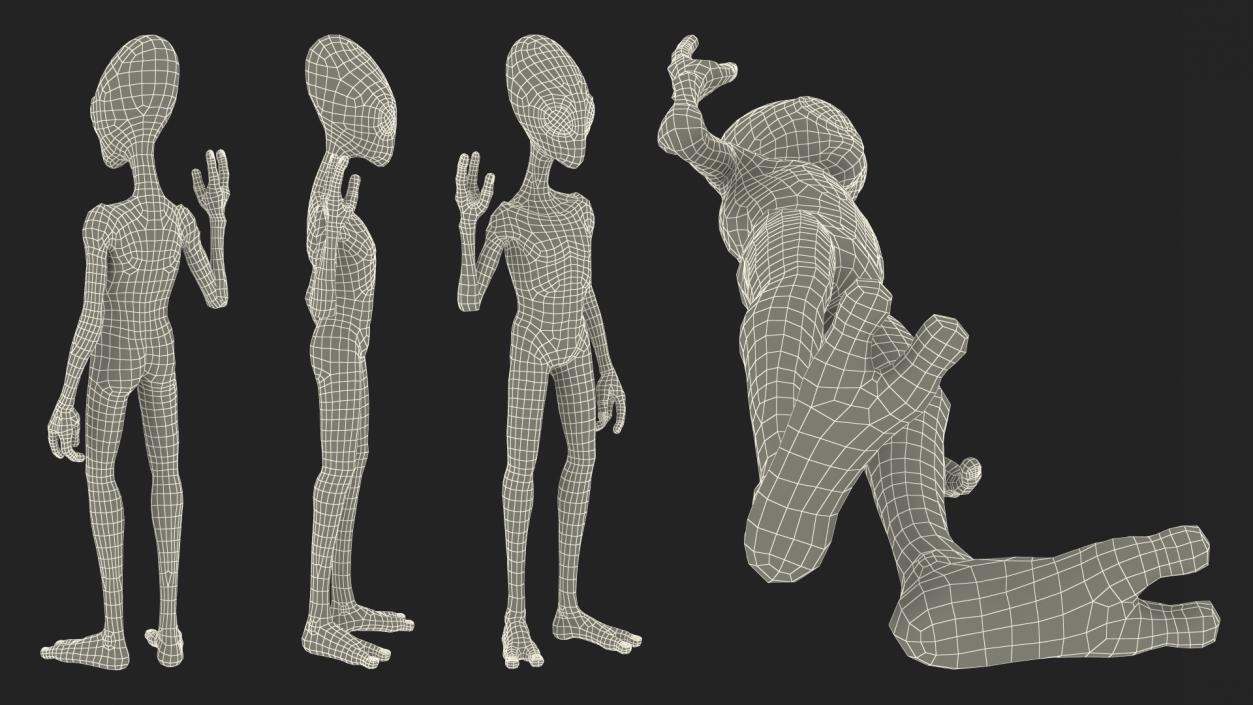 3D Humanoid Alien Greeting Pose model